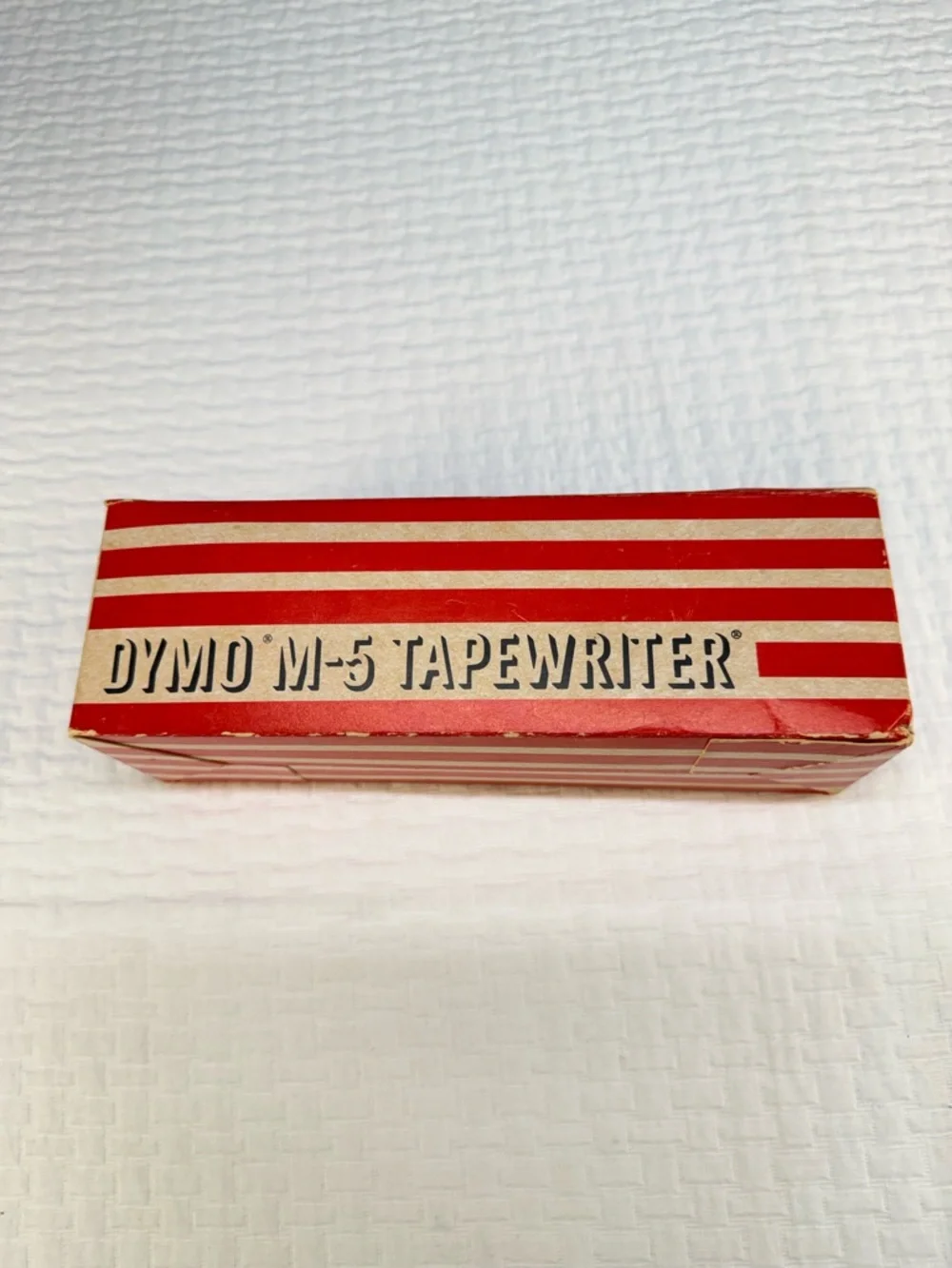 Dyno M-5 Tapewriter with Red-Striped Box and Blue Insert